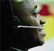 African American Man using headset